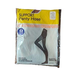 Vintage Womens Support Pantyhose Queen Size 6097 Nylon Blend Nude 145-195lbs
